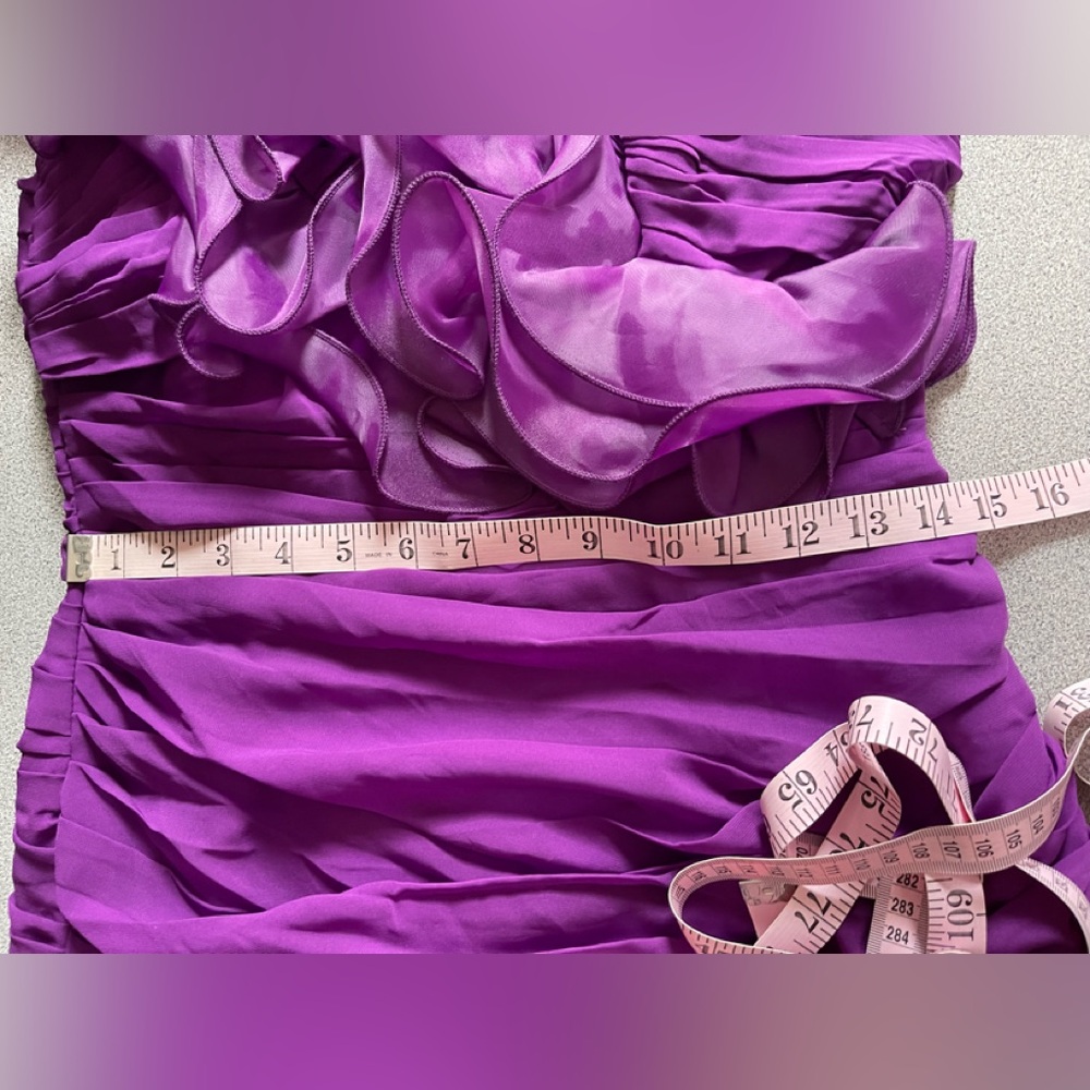 May Queen Vibrant Magenta One-Shoulder Ruffle Dress Size 8 - Picture 10 of 14